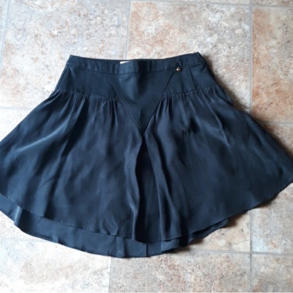 Anthropologie Silk Black Harlyn Circle Mini Shaping Skirt